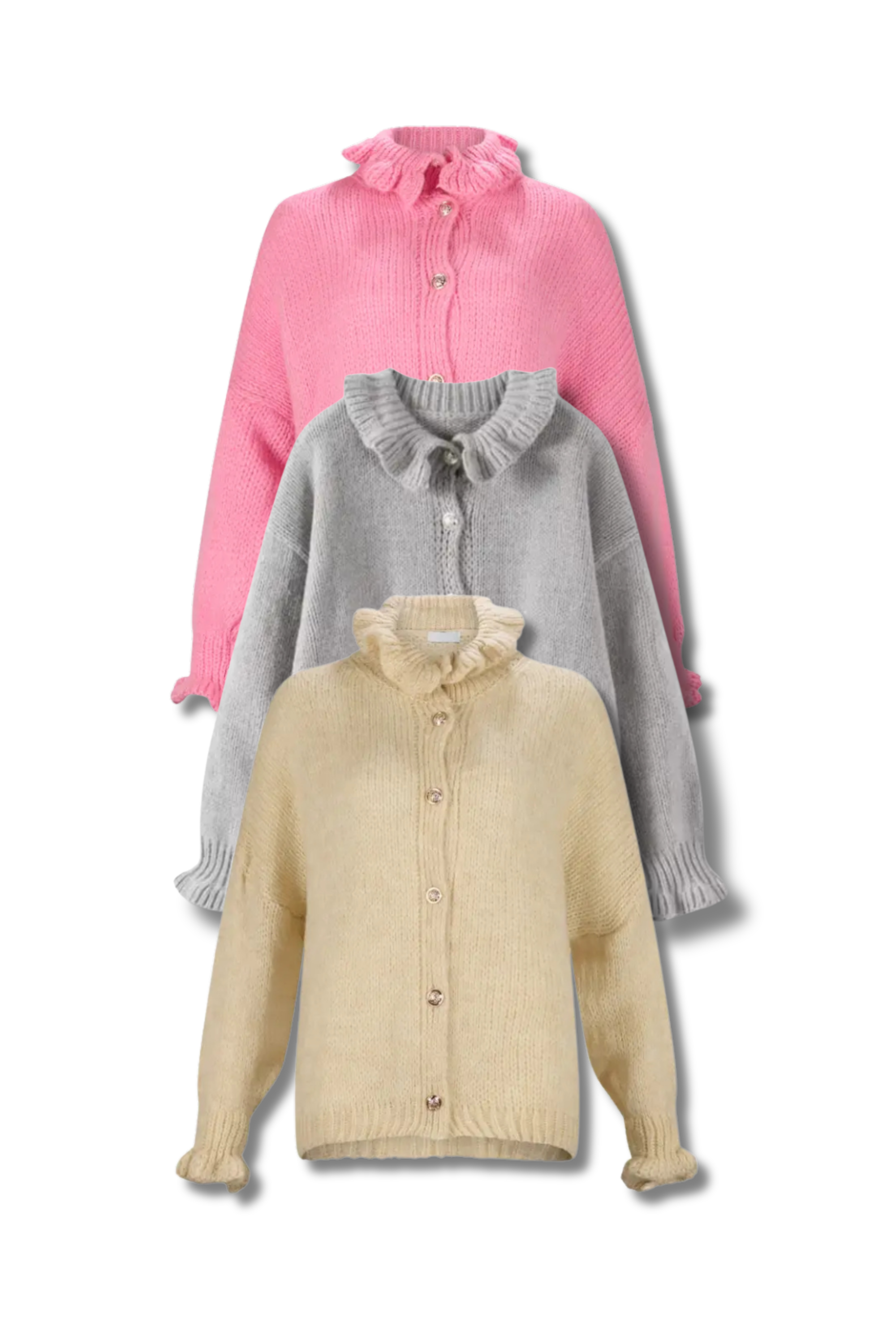 EMELY – Weicher Strick-Cardigan mit Rüschen